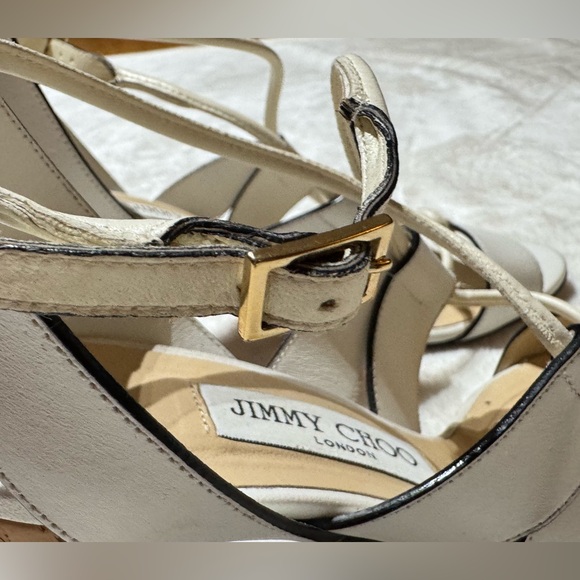 Jimmy Choo Sz 7.5 (37.5) white Sandals w/ Chunky Cork Heel - Excellent Condition - Picture 8 of 16